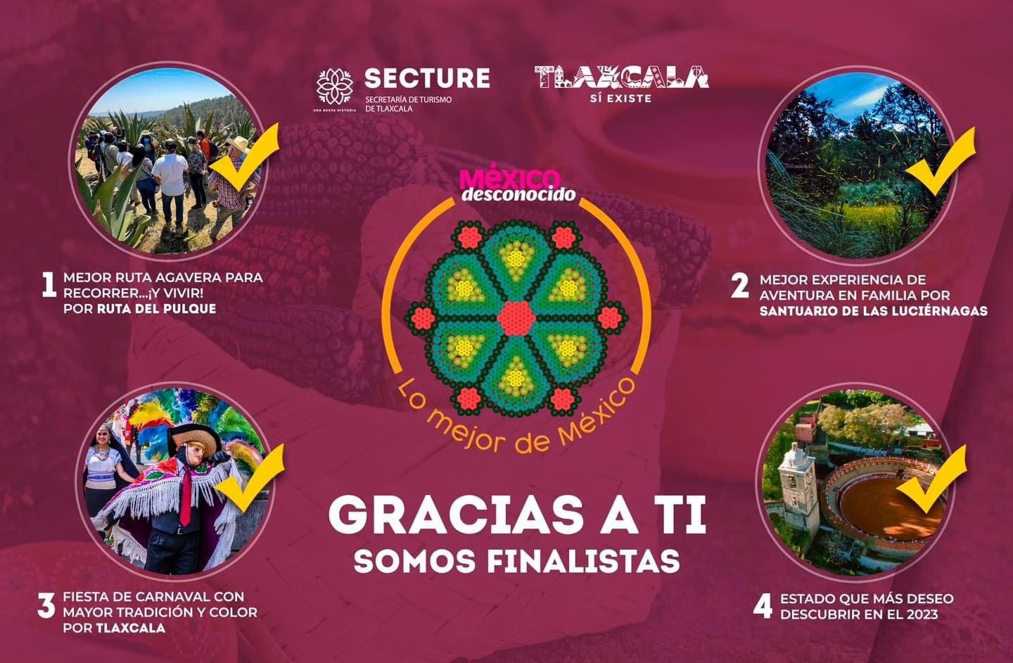 TLAXCALA, ES FINALISTA EN CUATRO CATEGORÍAS DE “LO MEJOR DE MÉXICO 2023”