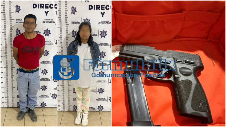 Detienen a pareja armada en la colonia Domingo Arenas, Zacatelco 