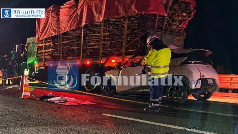 Fallece conductor tras incrustar su vehículo en camión de carga en Arco Norte, zona Españita, Tlaxcala 