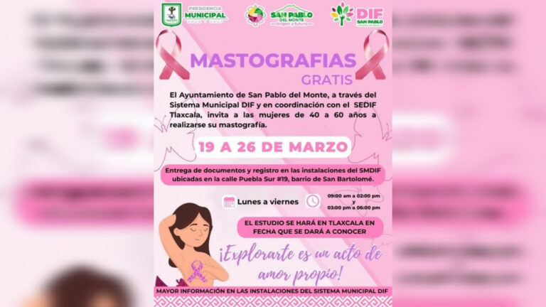 Invita SMDIF de San Pablo del Monte a campaña de mastografías gratuitas
